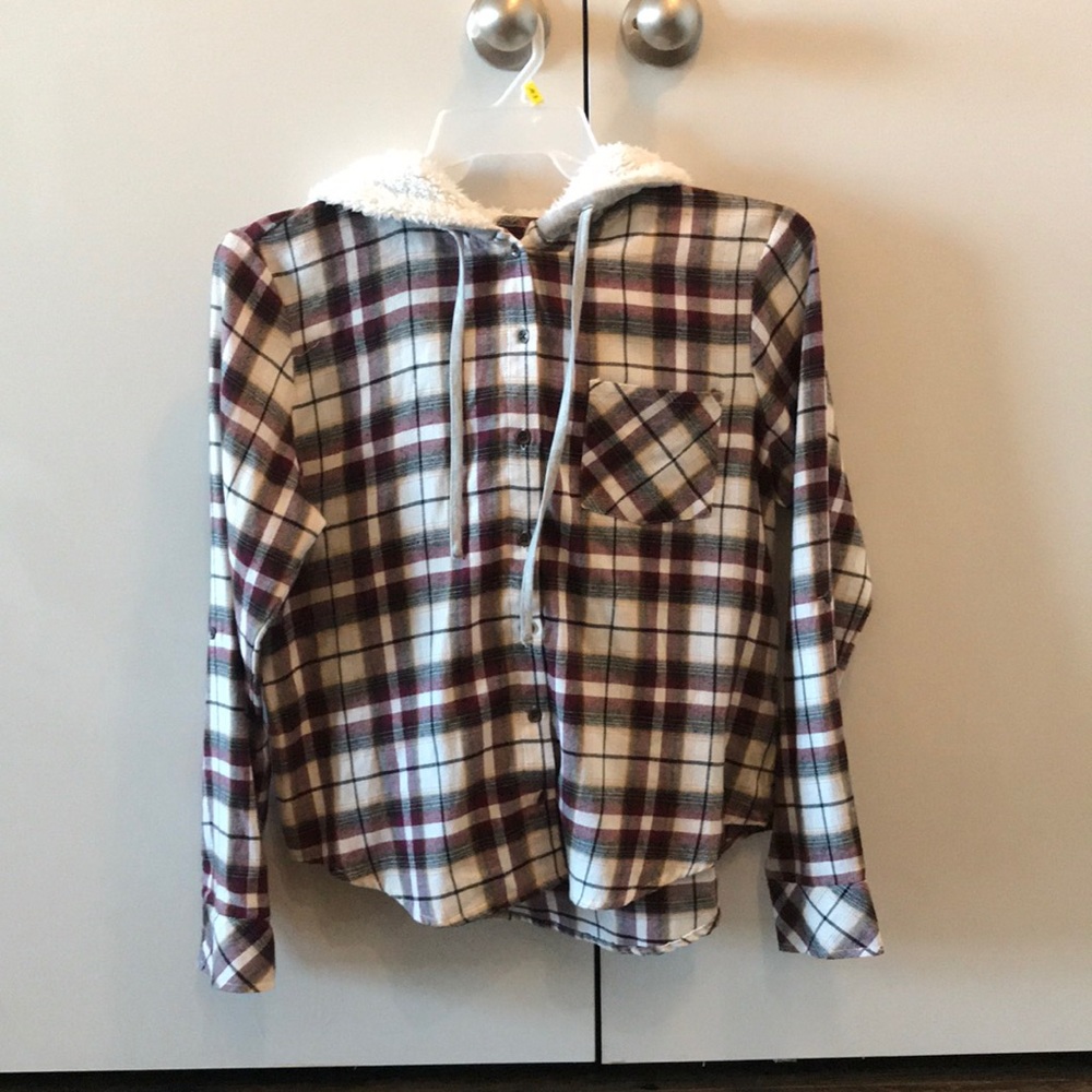 Button-up Flannel Wool Hoodie